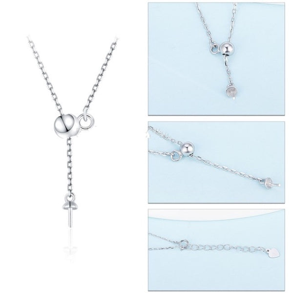 Sterling Silver Pearl Simple Drop Necklace Setting