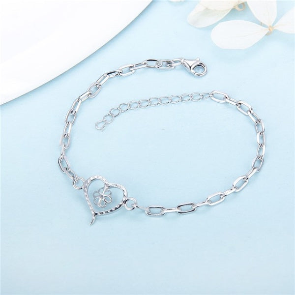 Sterling Silver Pearl Heart Bracelet Setting