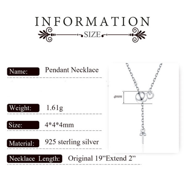 Sterling Silver Pearl Simple Drop Necklace Setting