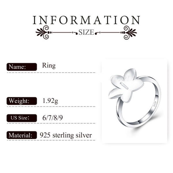 Sterling Silver Plumeria Design Pearl Ring Setting