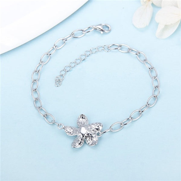 Sterling Silver Pearl Plumeria Bracelet Setting