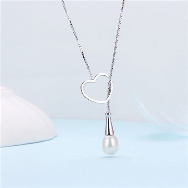 Sterling Silver Pearl Heart Lariat Necklace Setting
