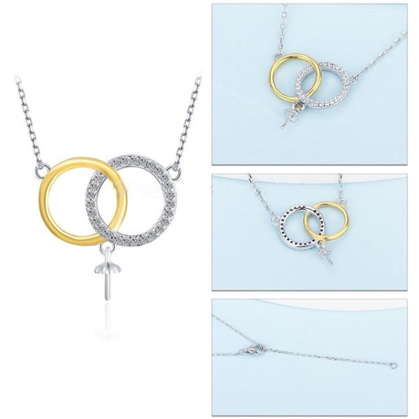 Sterling Silver Pearl Intertwined Circle Necklace Setting