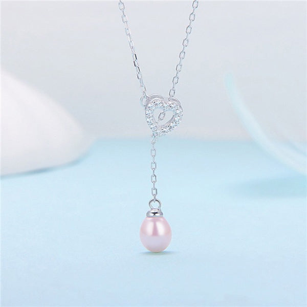 Sterling Silver Pearl Heart Necklace
