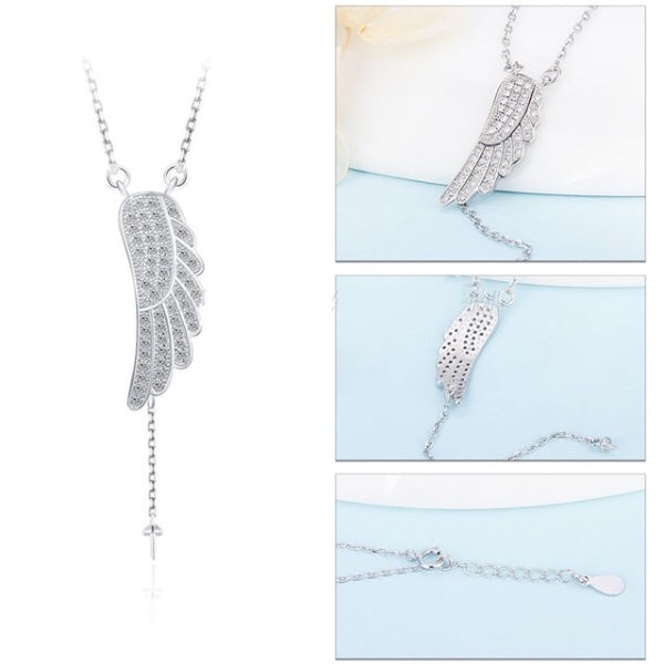 Sterling Silver Feather Design Pearl Necklace