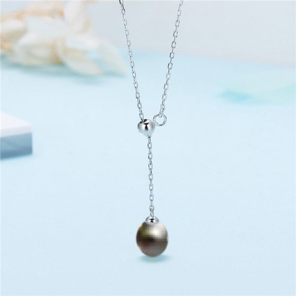 Sterling Silver Pearl Simple Drop Necklace