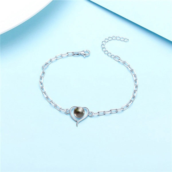 Sterling Silver Pearl Heart Bracelet