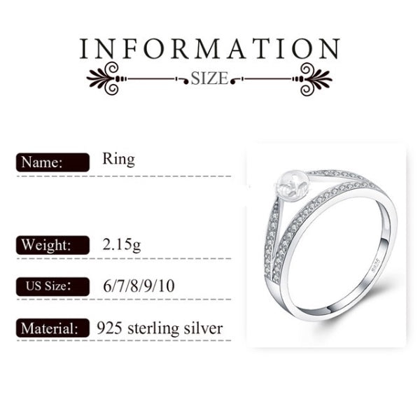 Sterling Silver Double Band Design Pearl Ring