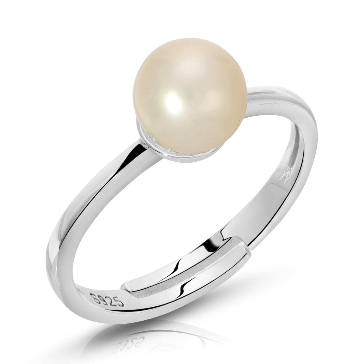 Sterling Silver Simple Pearl Ring
