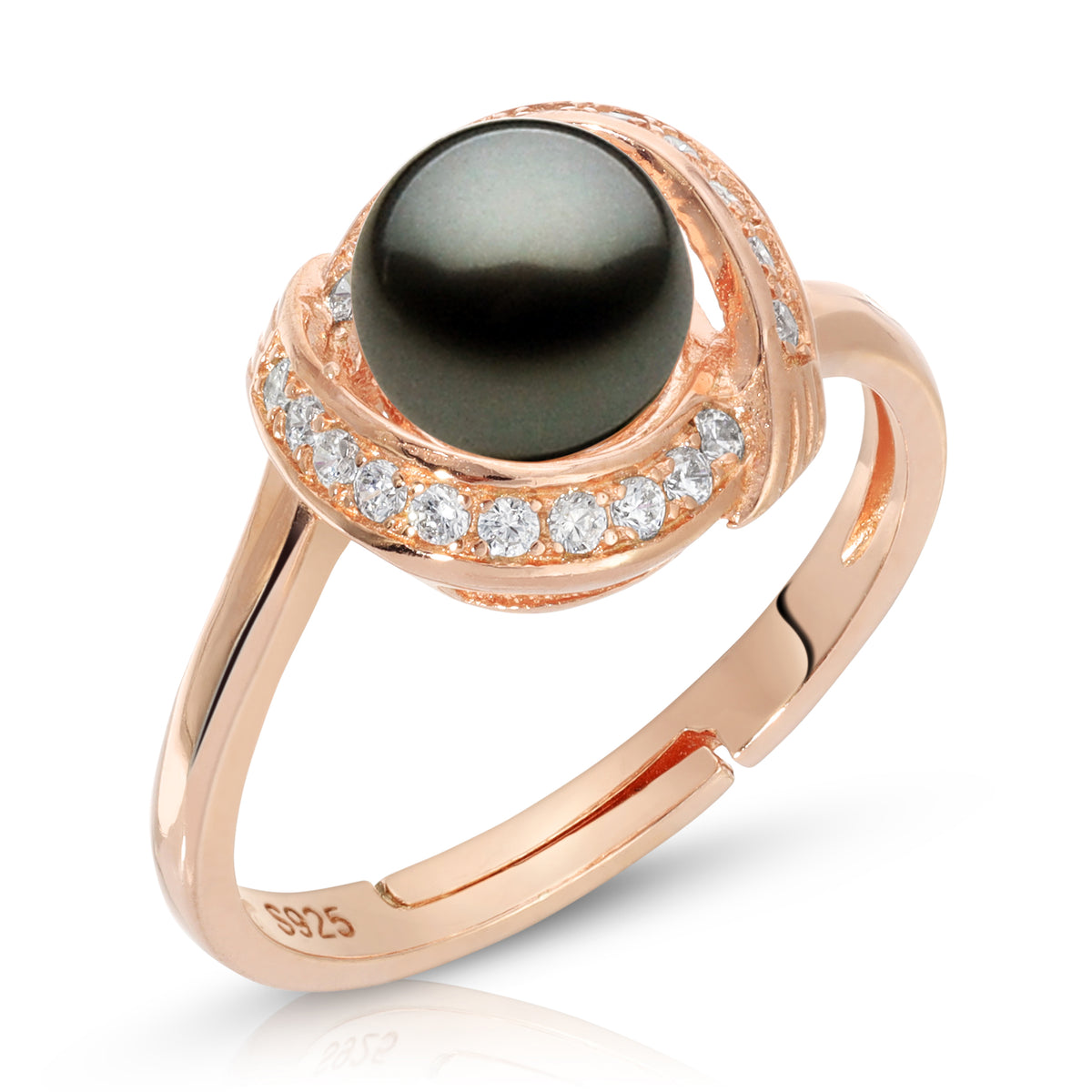 Sterling Silver Hug Design Pearl Ring