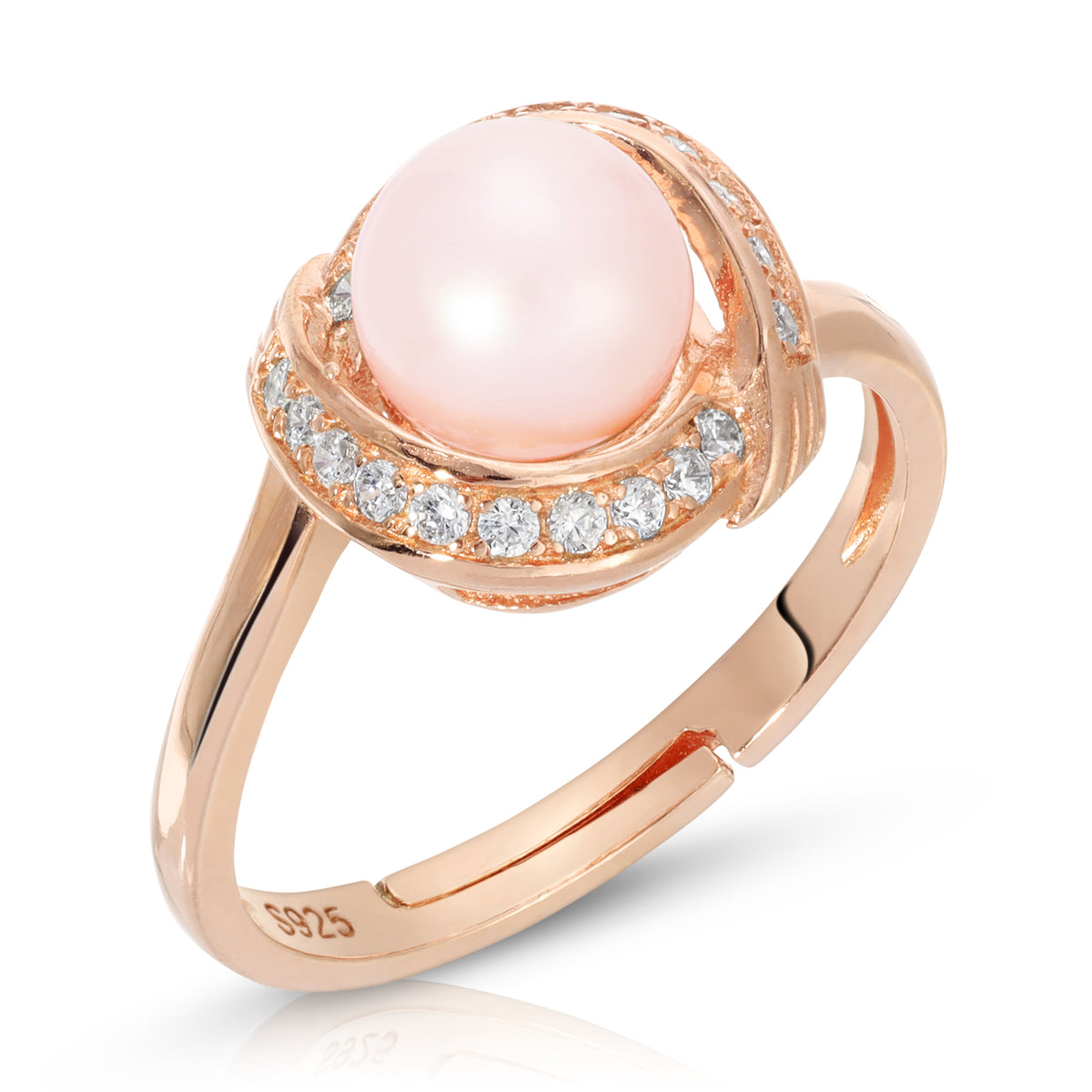 Sterling Silver Hug Design Pearl Ring