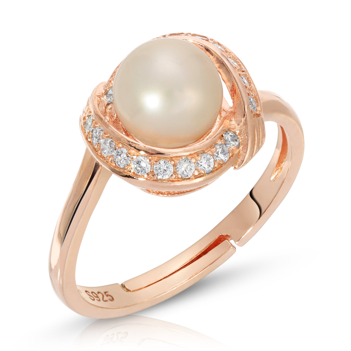 Sterling Silver Hug Design Pearl Ring