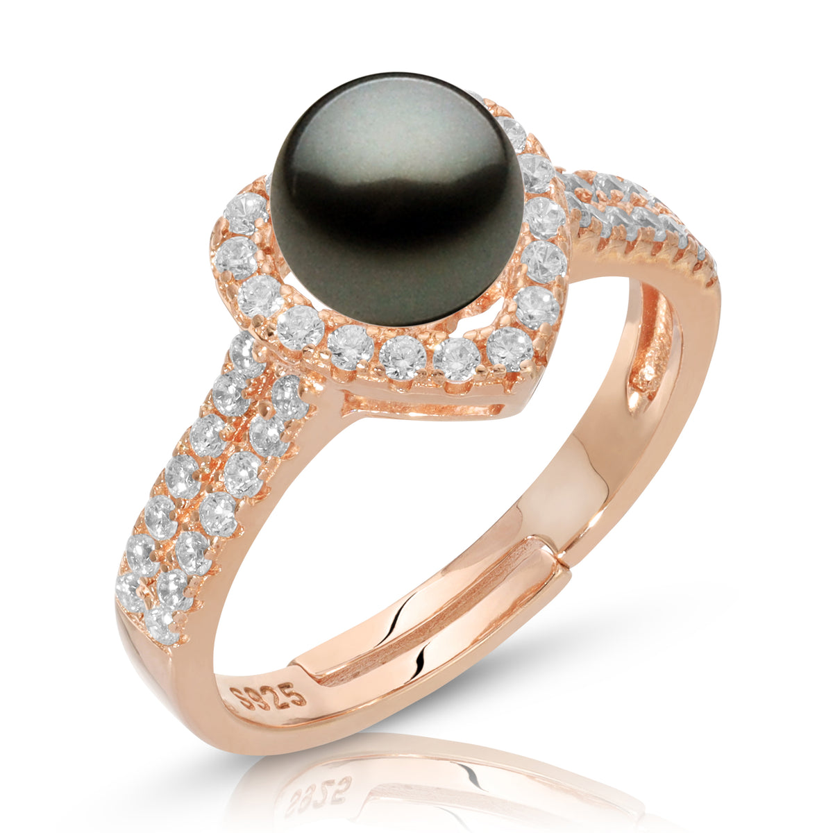 Sterling Silver Heart Design Pearl Ring