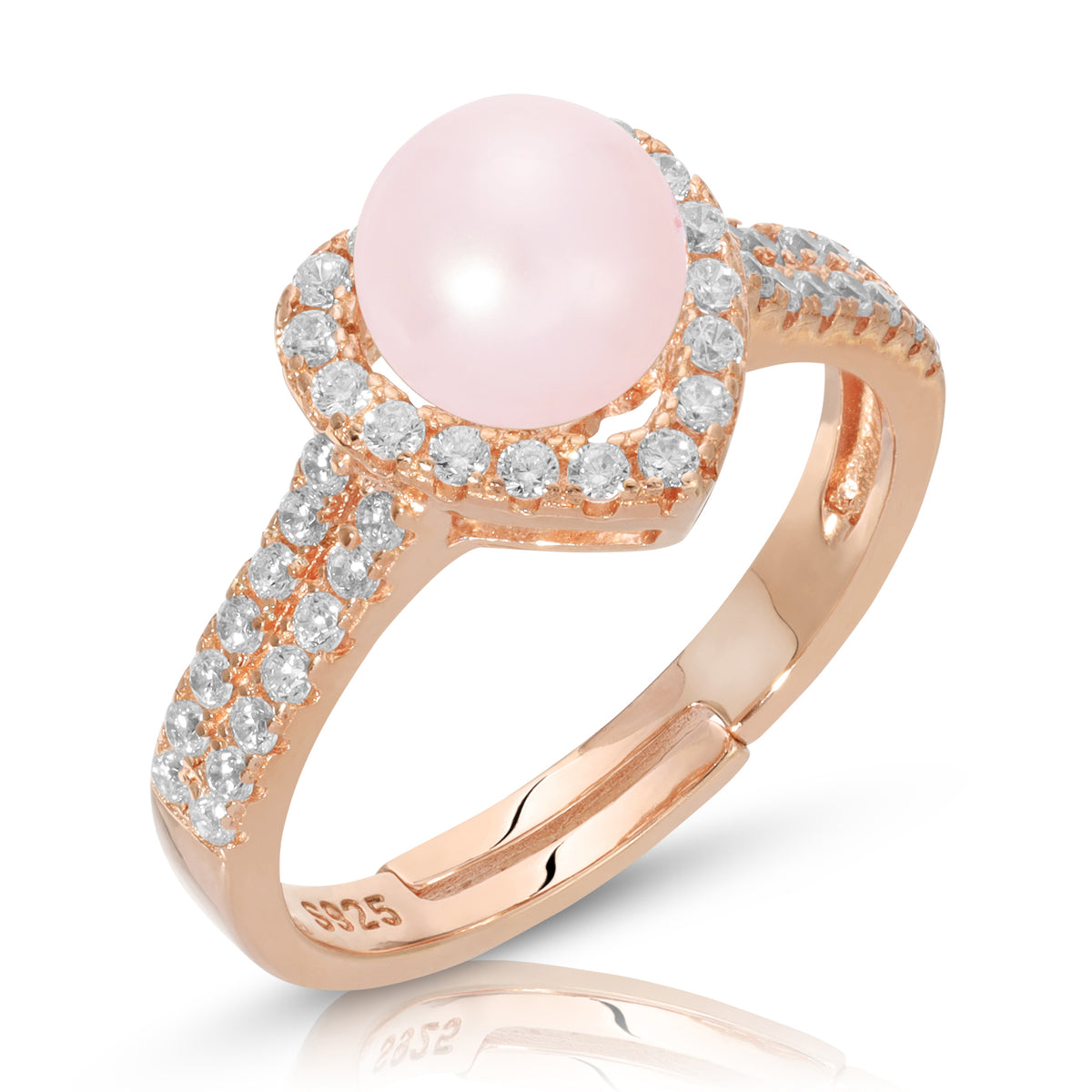 Sterling Silver Heart Design Pearl Ring