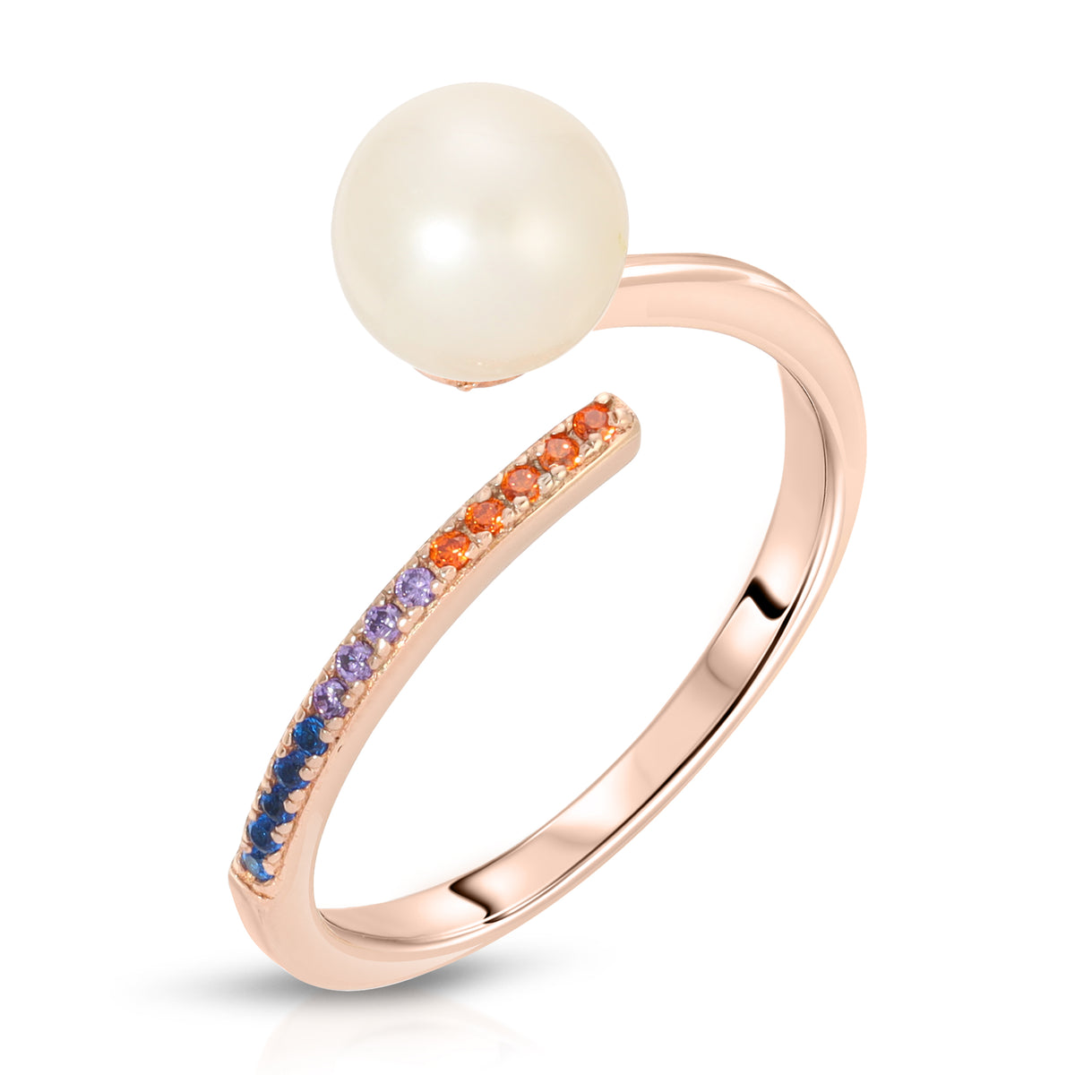 Sterling Silver Rainbow Design Pearl Ring Setting