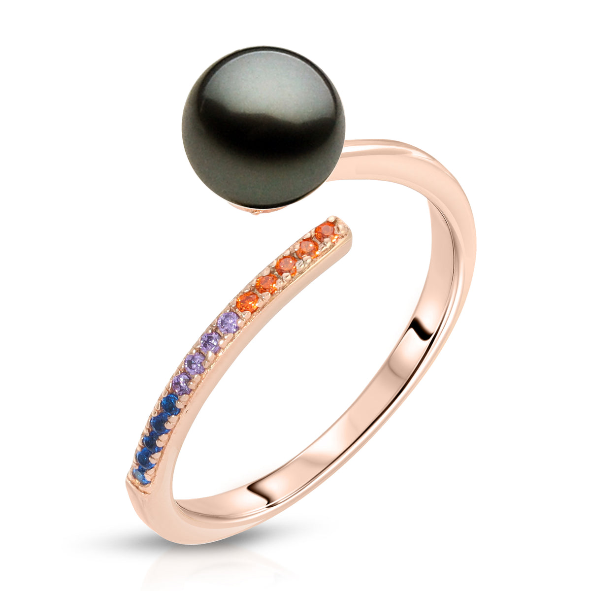 Sterling Silver rainbow design Pearl Ring