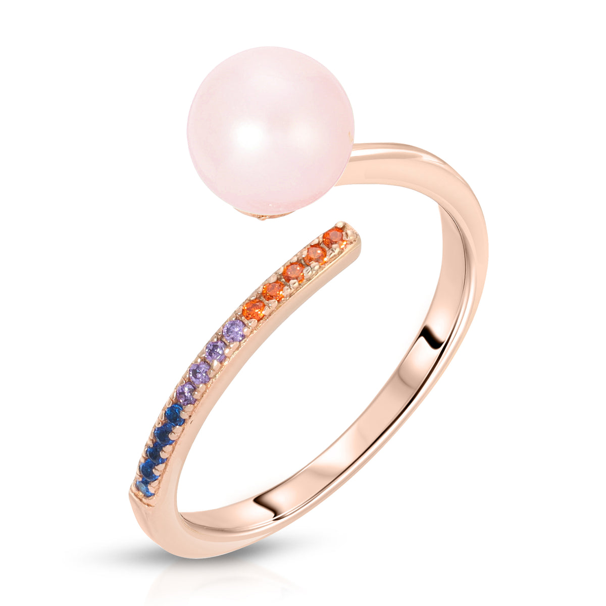 Sterling Silver rainbow design Pearl Ring