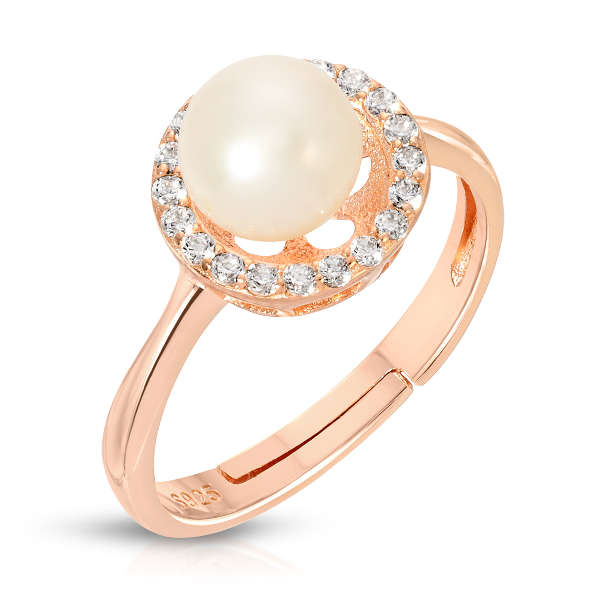 Sterling Silver Halo design Pearl Ring