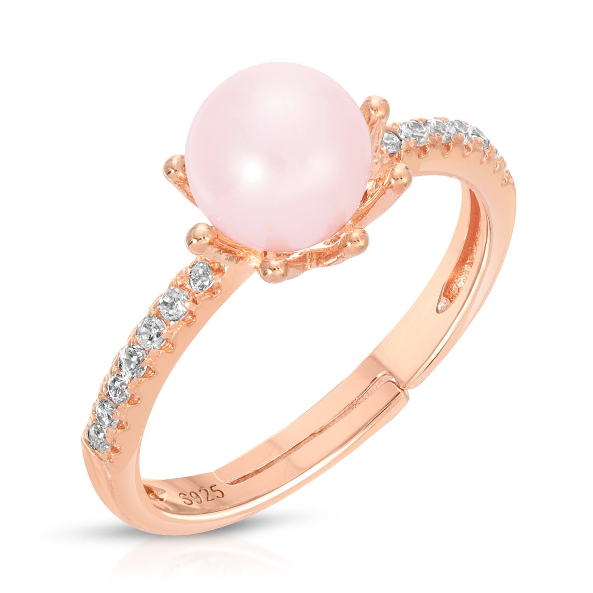 Sterling Silver Crown Design Pearl Ring