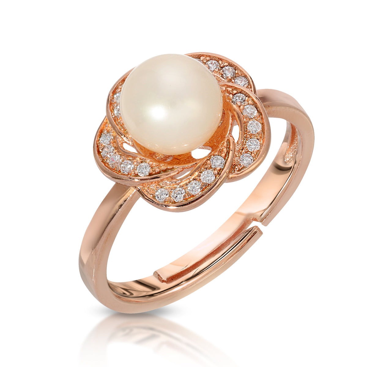 Sterling Silver Flower Design Pearl Ring Setting