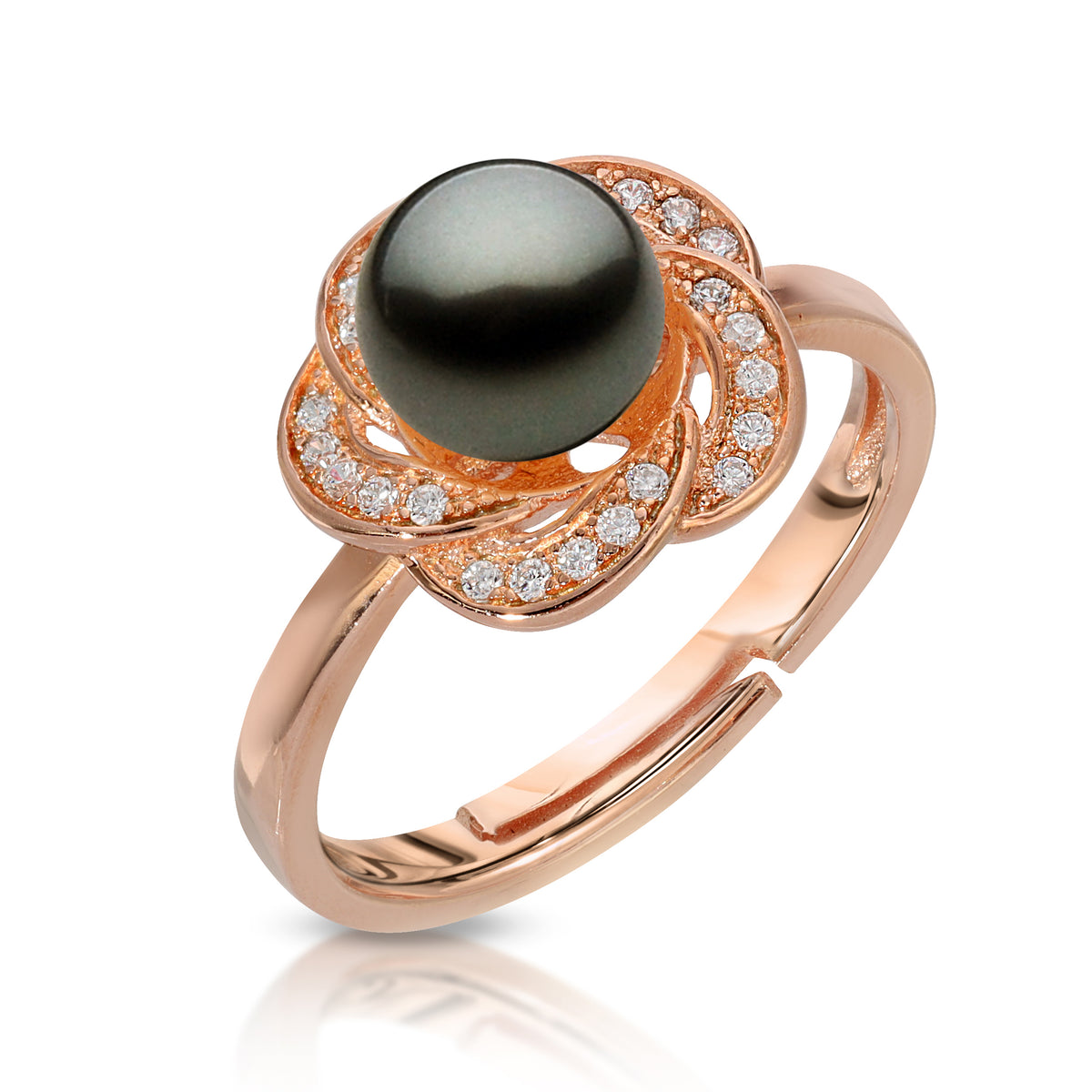 Sterling Silver Flower Design Pearl Ring