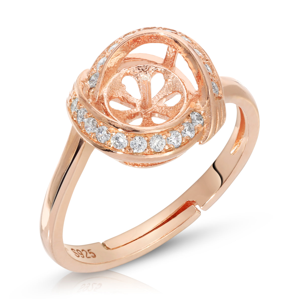 Sterling Silver Hug Design Pearl Ring