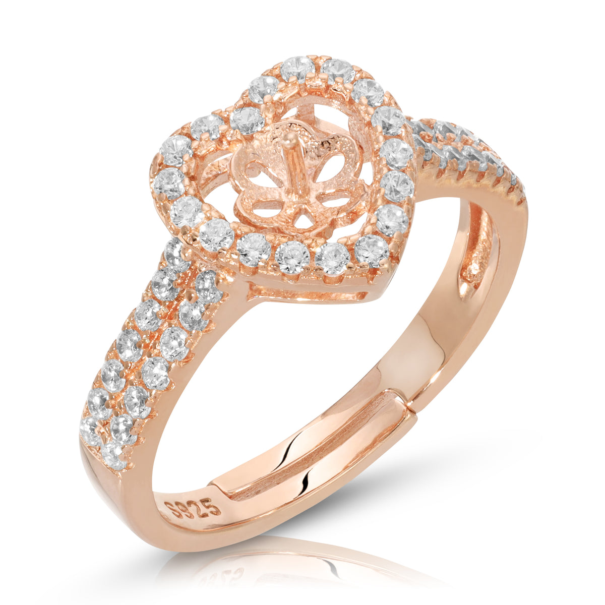 Sterling Silver Heart Design Pearl Ring