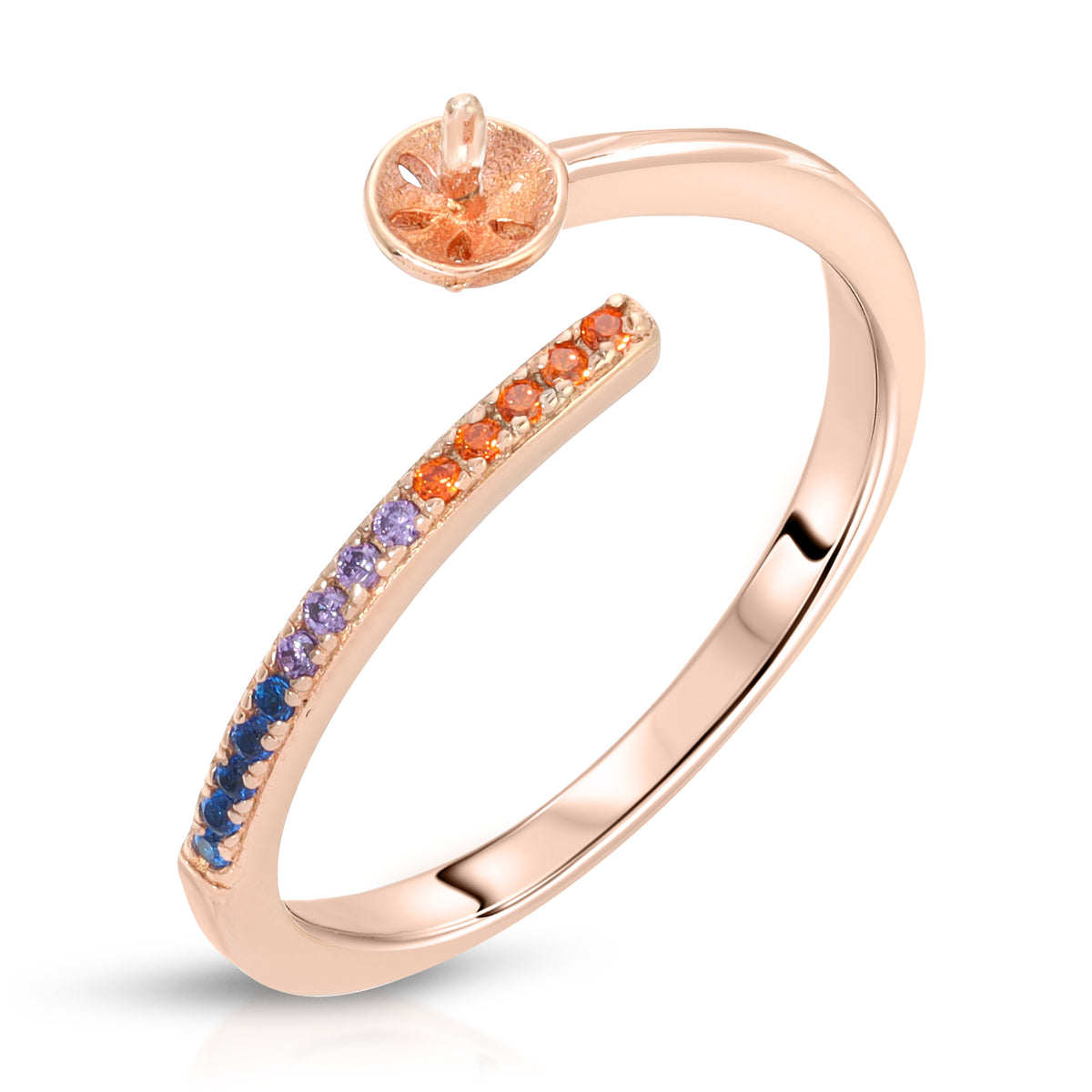 Sterling Silver Rainbow Design Pearl Ring Setting