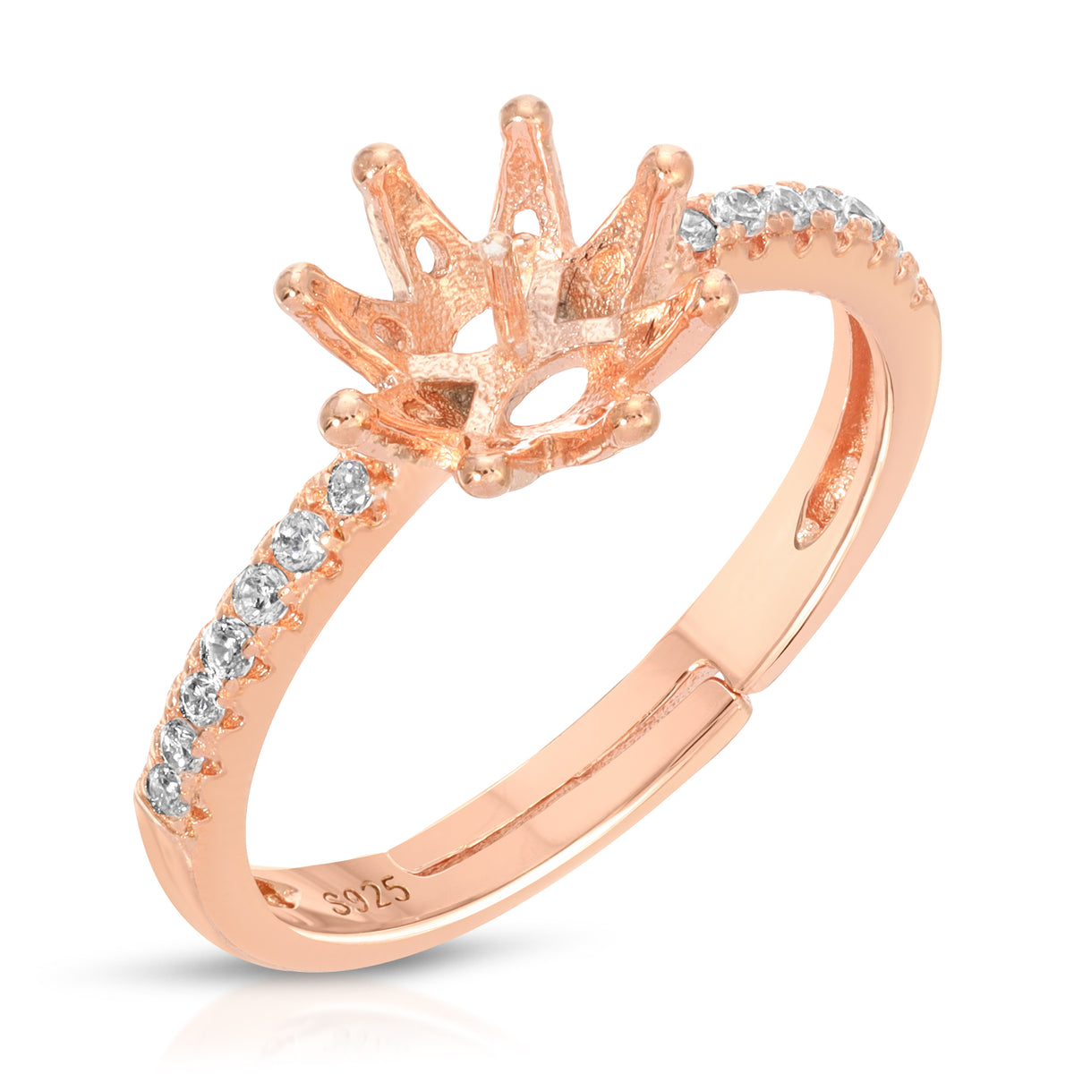 Sterling Silver Crown Design Pearl Ring Setting
