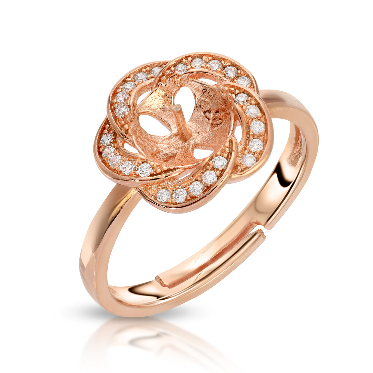 Sterling Silver Flower Design Pearl Ring Setting
