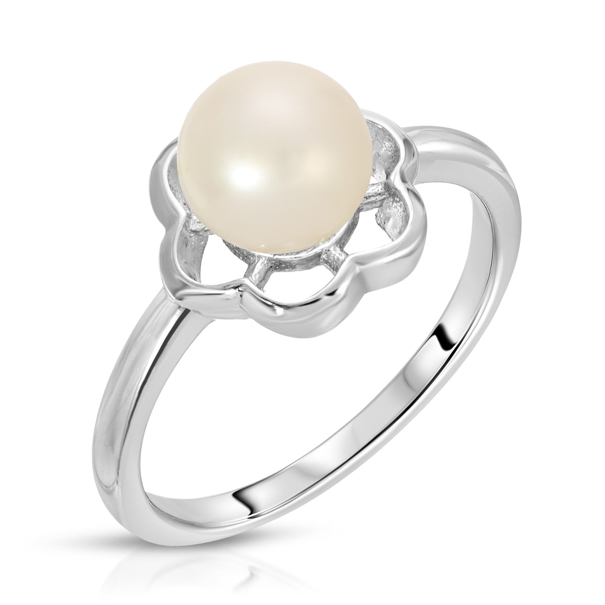 Sterling Silver Tiny Flower Design Pearl Ring Setting