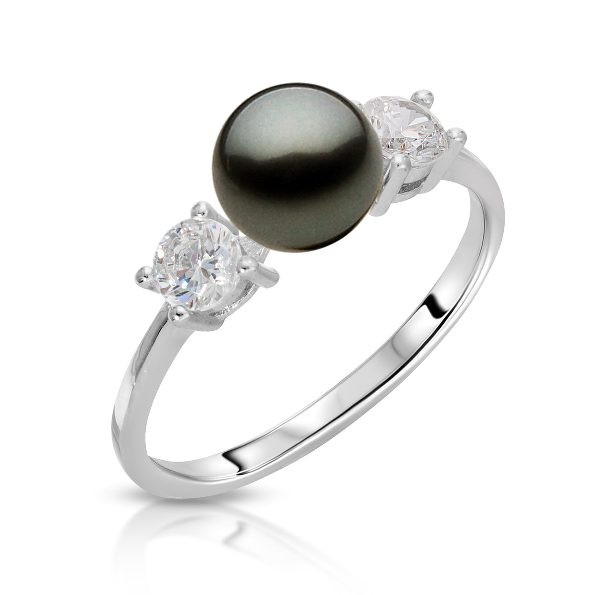 Sterling Silver Star Design Pearl Ring