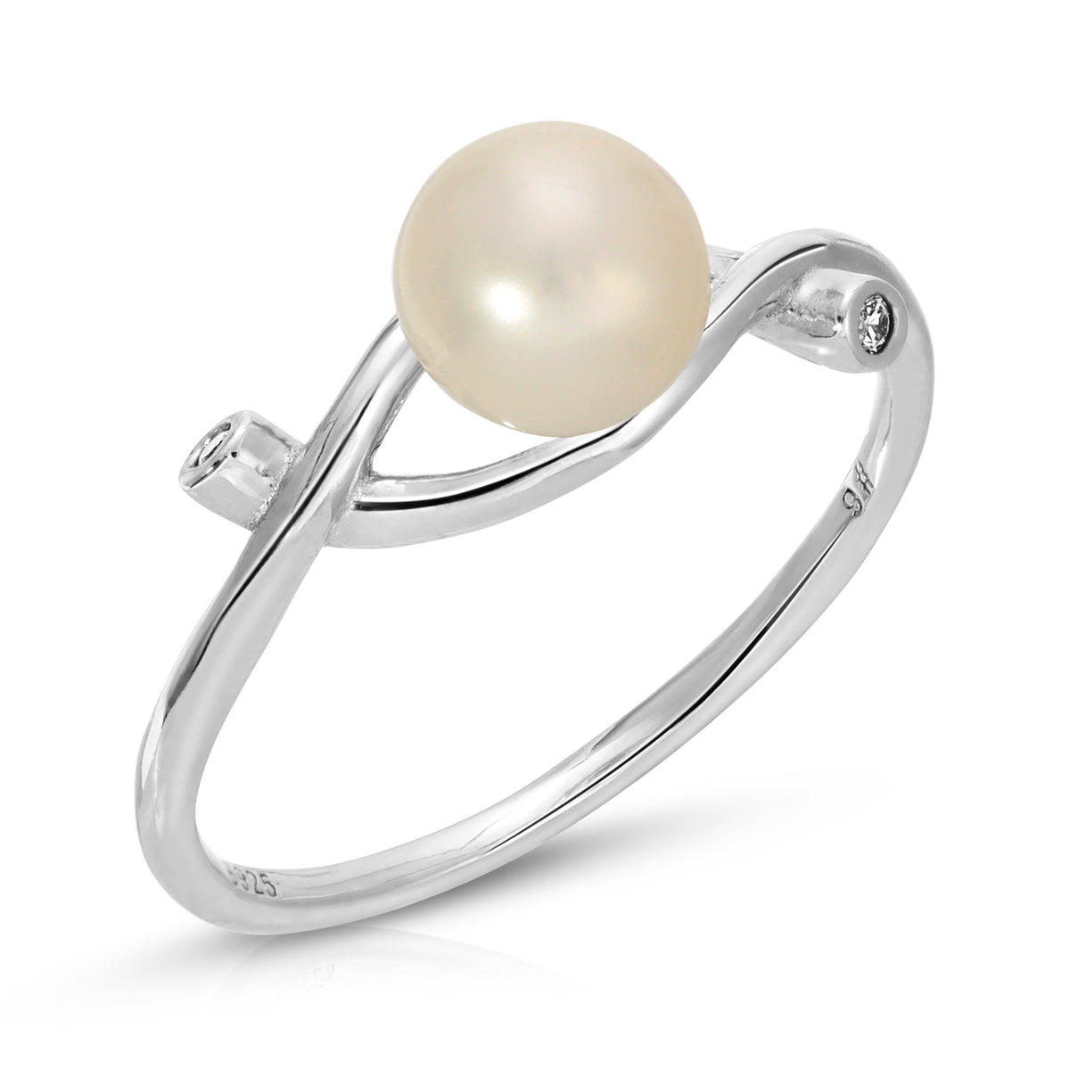 Sterling Silver Knot Design Pearl Ring