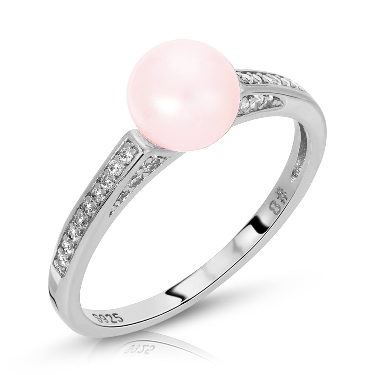 Sterling Silver Simple Sparkles Pearl Ring