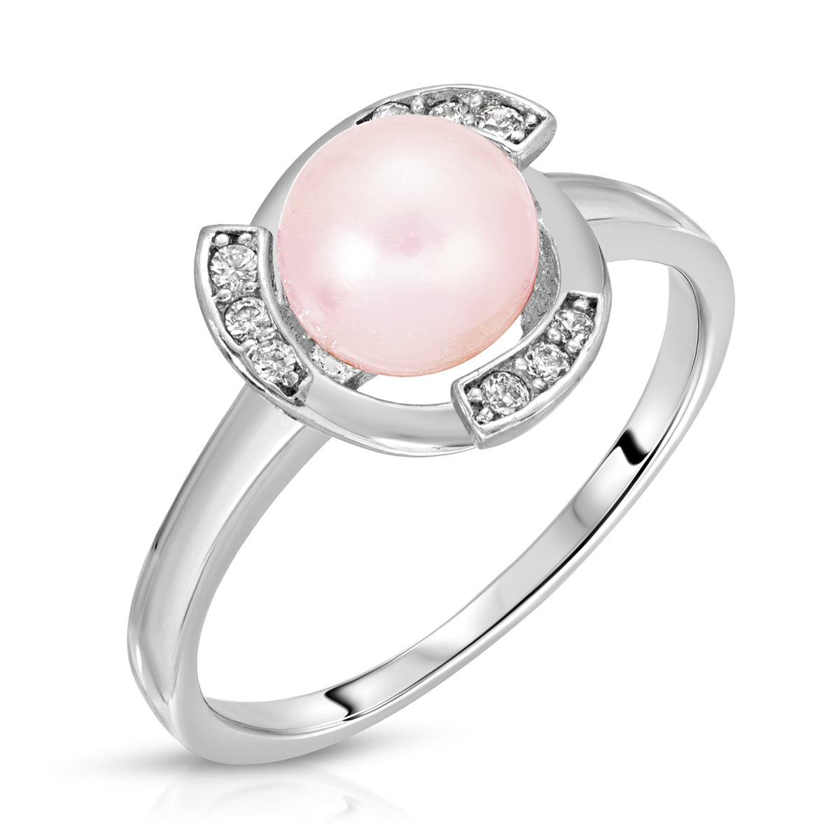 Sterling Silver Circle Design Pearl Ring