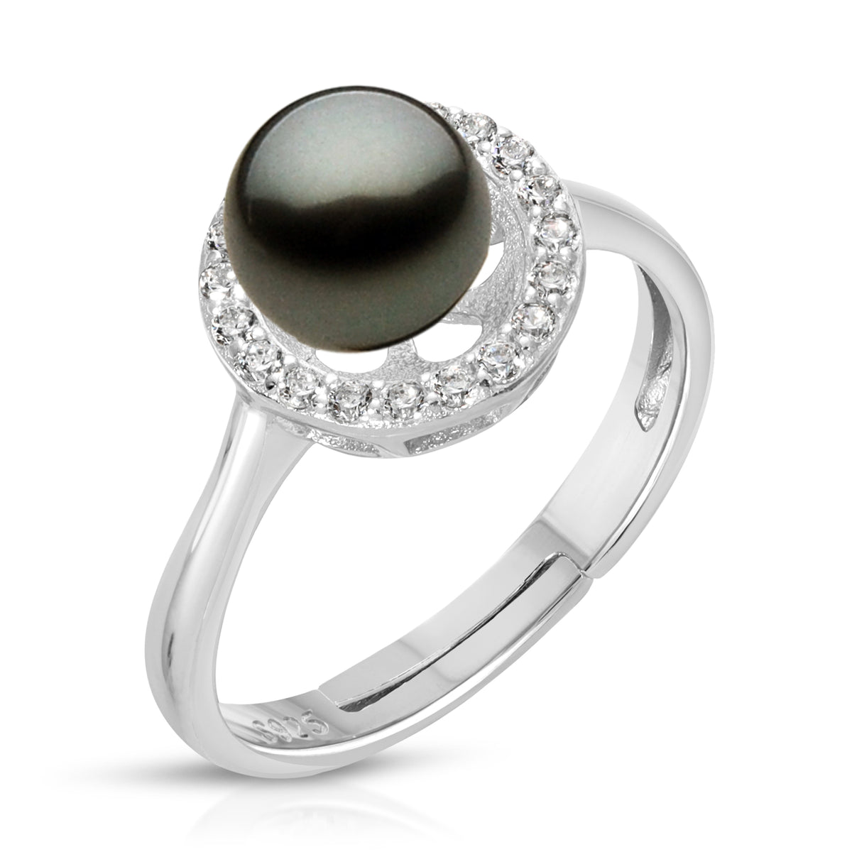 Sterling Silver Halo design Pearl Ring