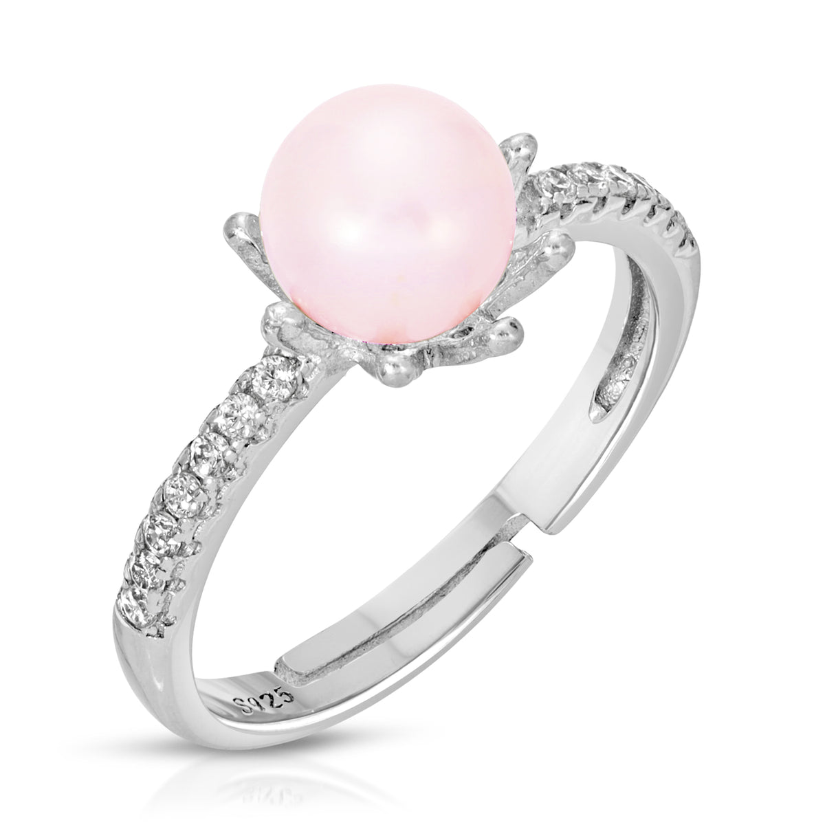 Sterling Silver Crown Design Pearl Ring