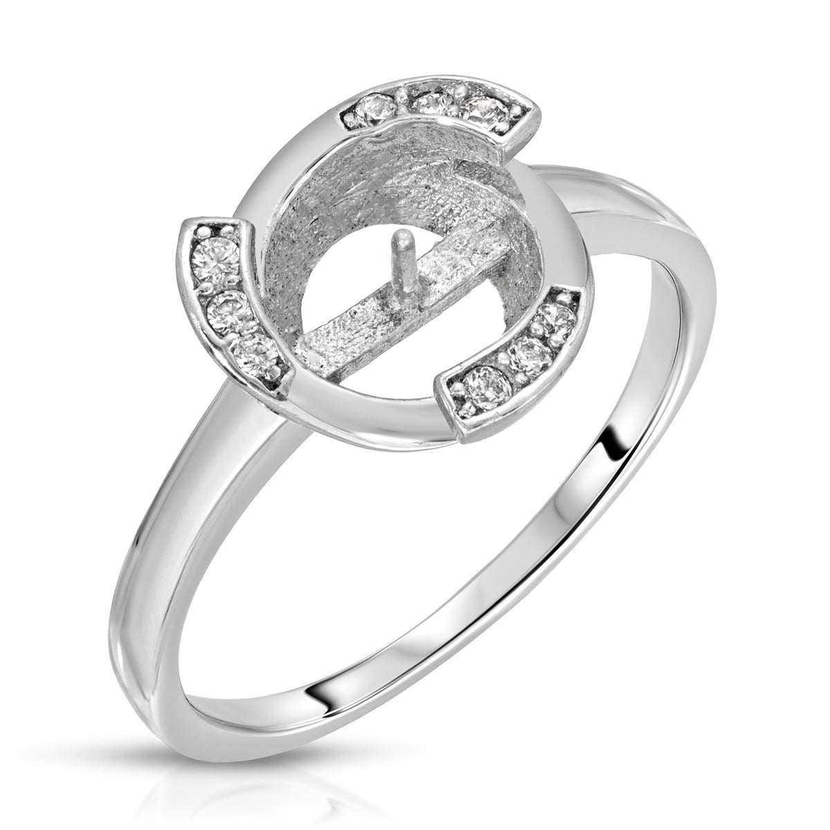 Sterling Silver Circle design Pearl Ring Setting
