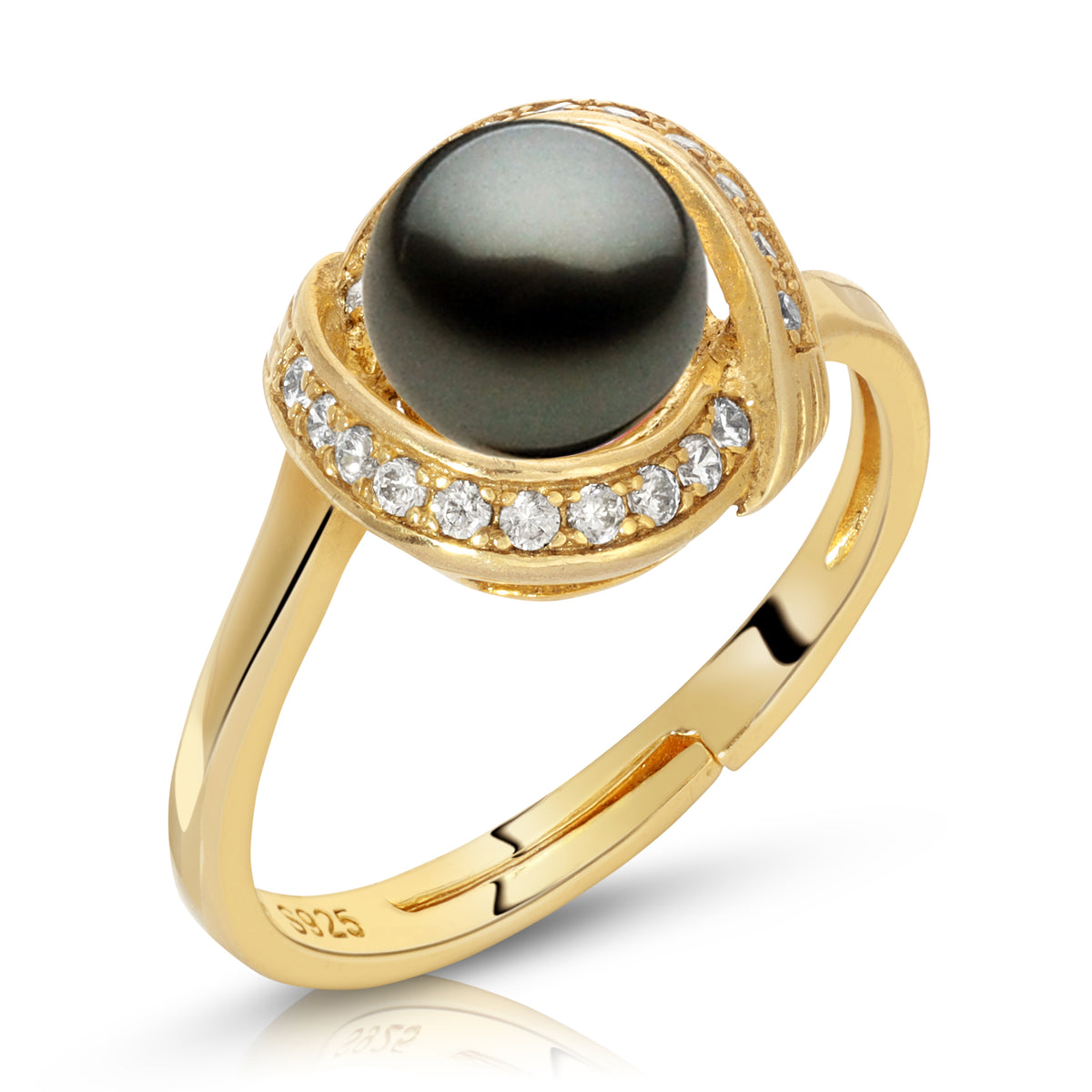 Sterling Silver Hug Design Pearl Ring