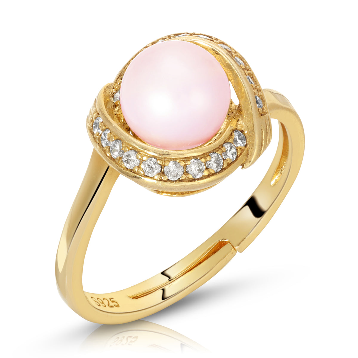 Sterling Silver Hug Design Pearl Ring