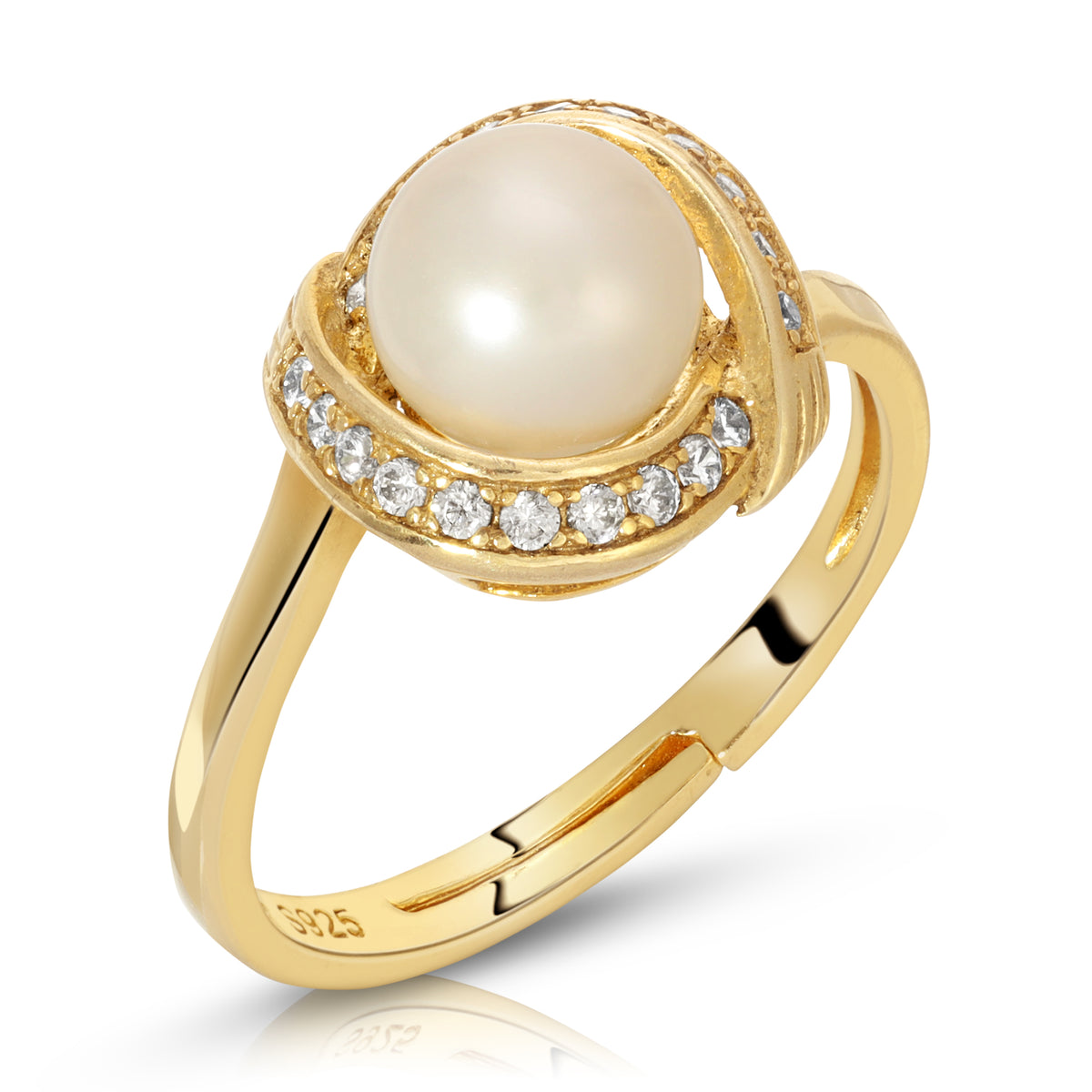 Sterling Silver Hug Design Pearl Ring