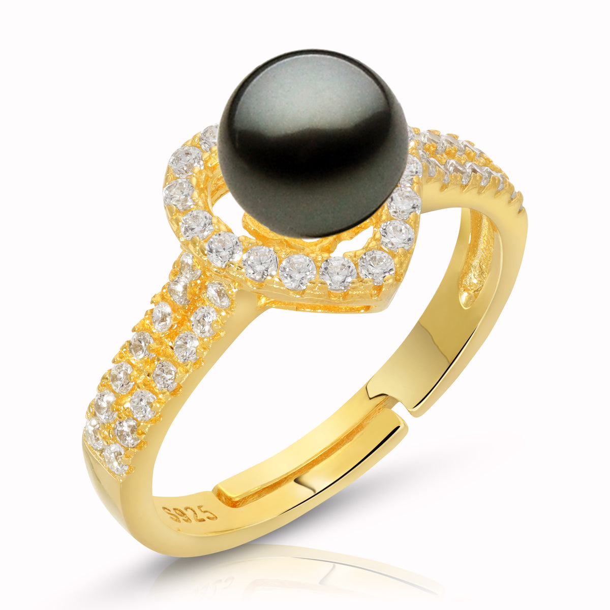 Sterling Silver Heart Design Pearl Ring