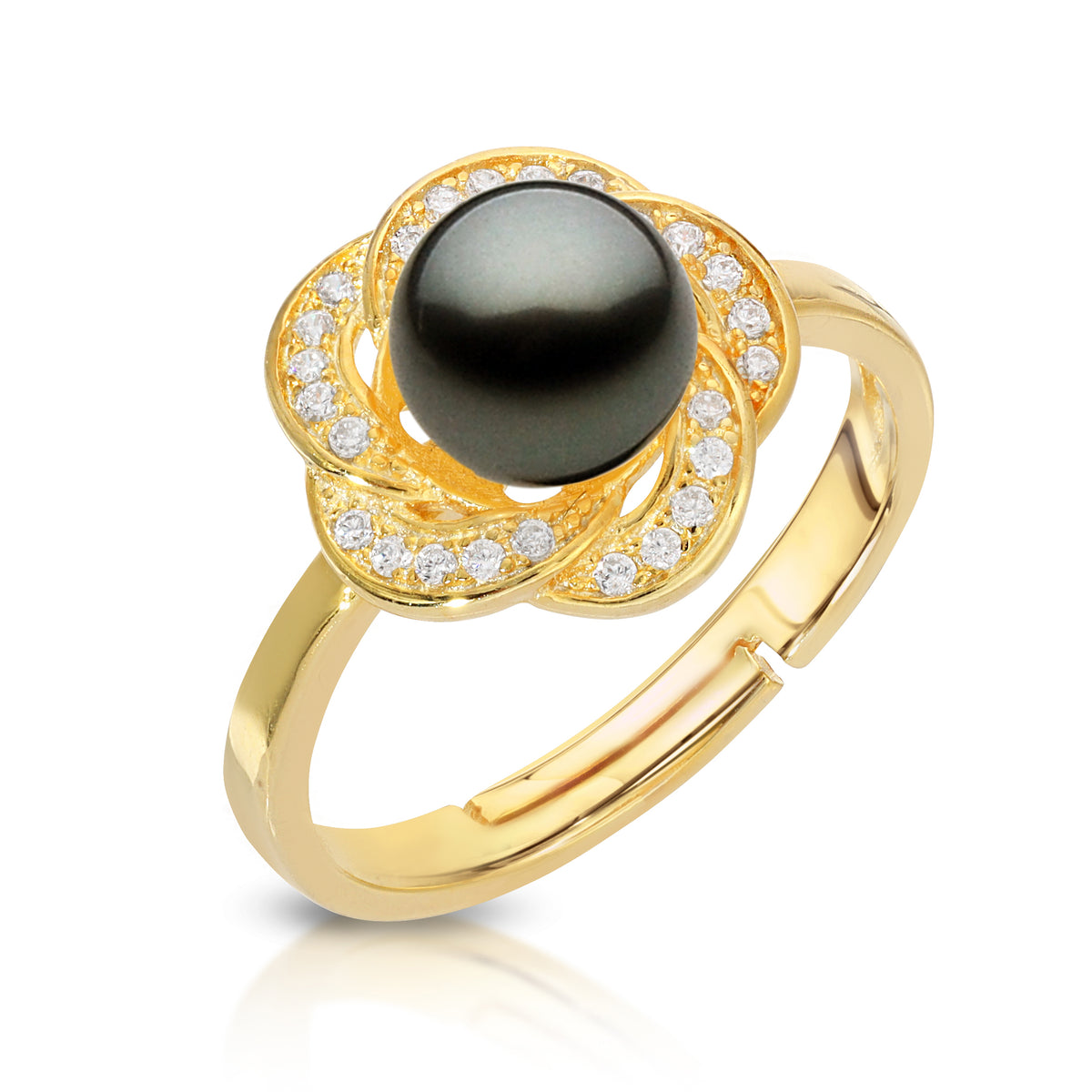 Sterling Silver Flower Design Pearl Ring