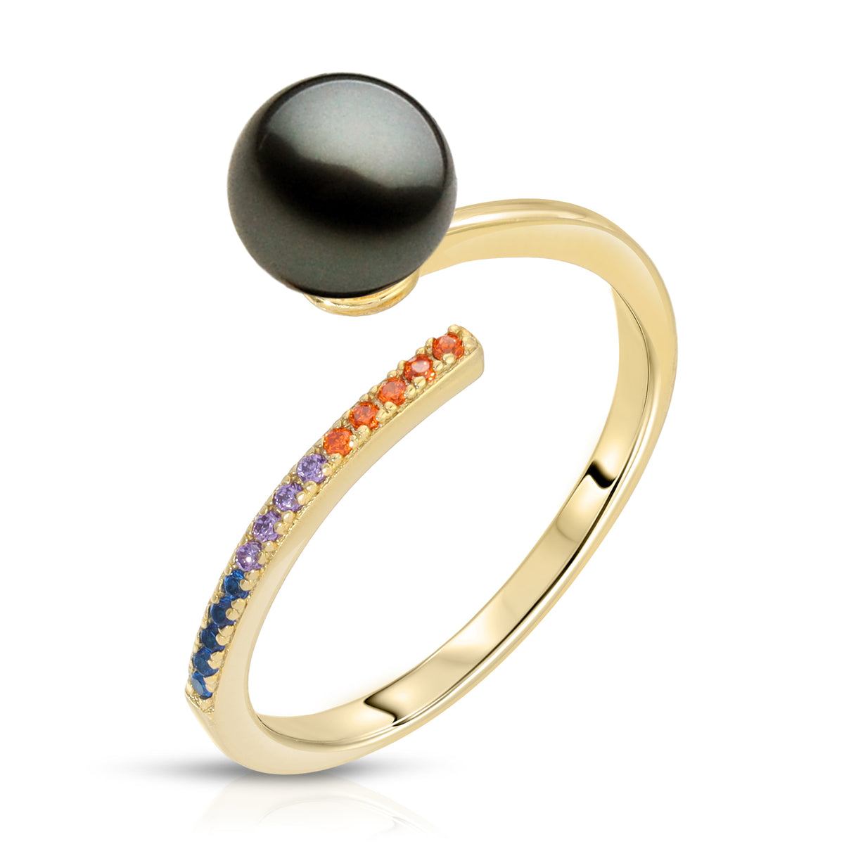 Sterling Silver rainbow design Pearl Ring