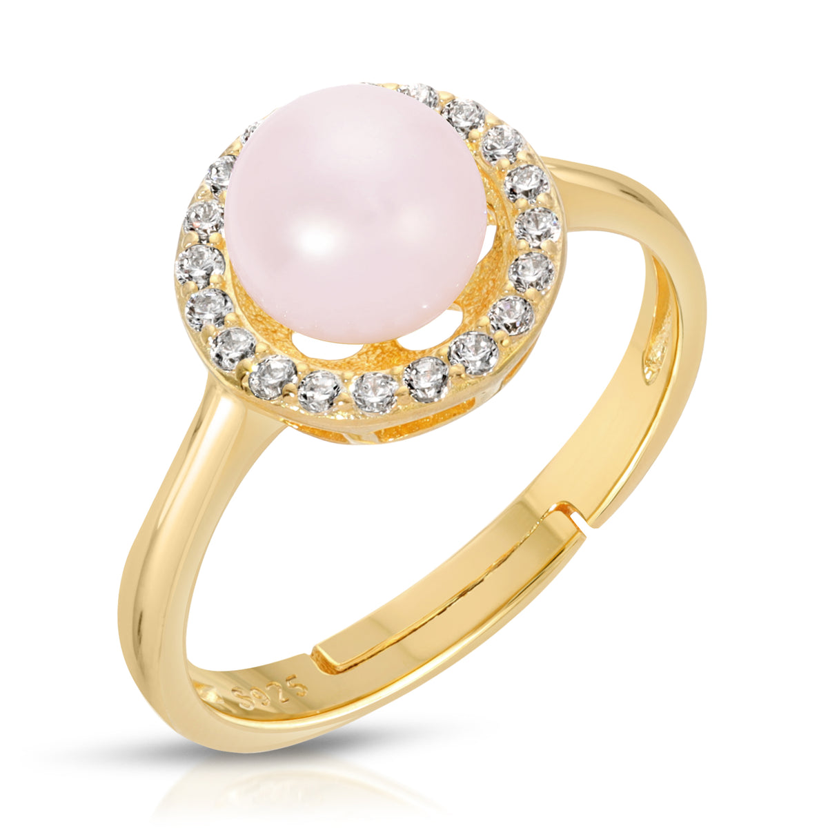 Sterling Silver Halo design Pearl Ring