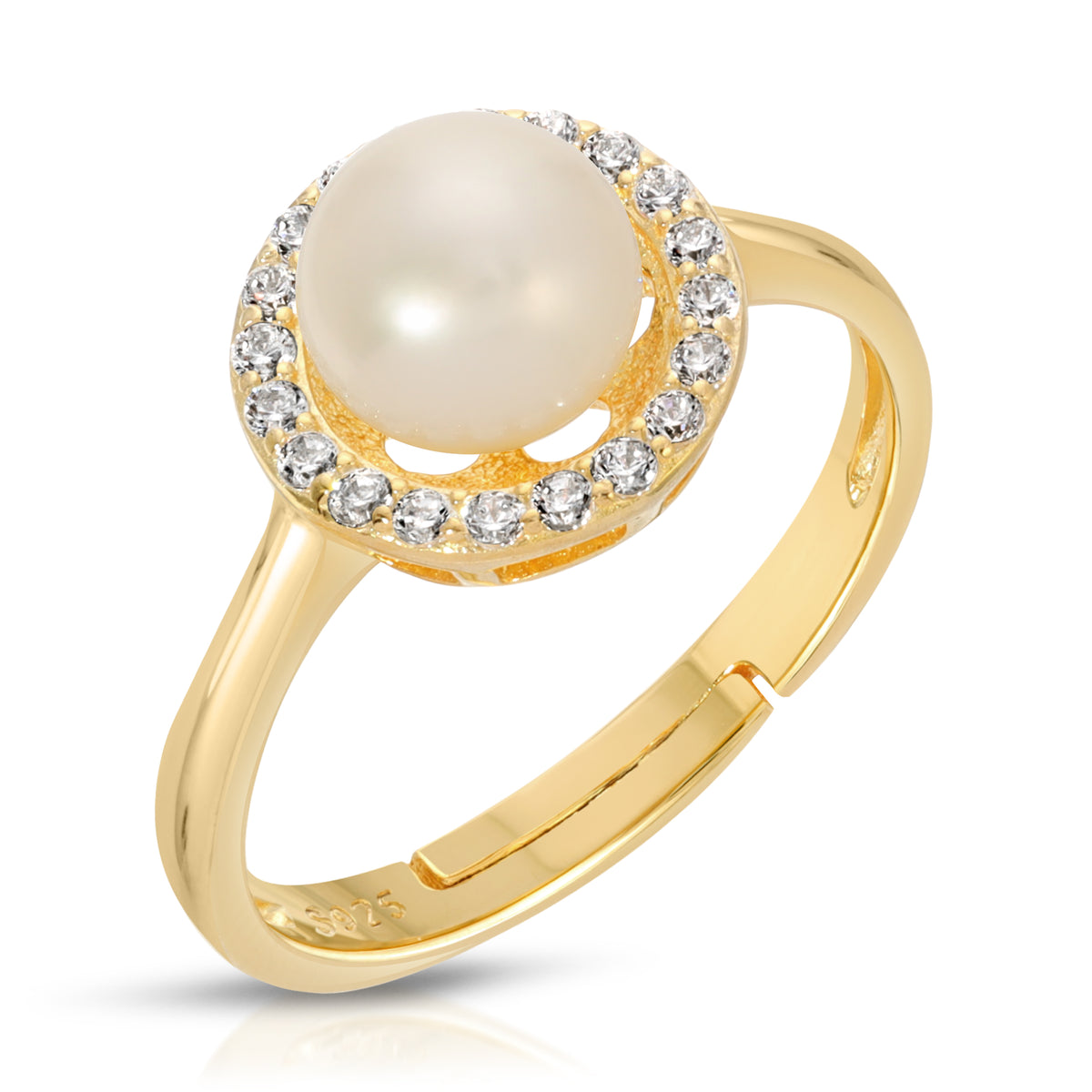 Sterling Silver Halo design Pearl Ring