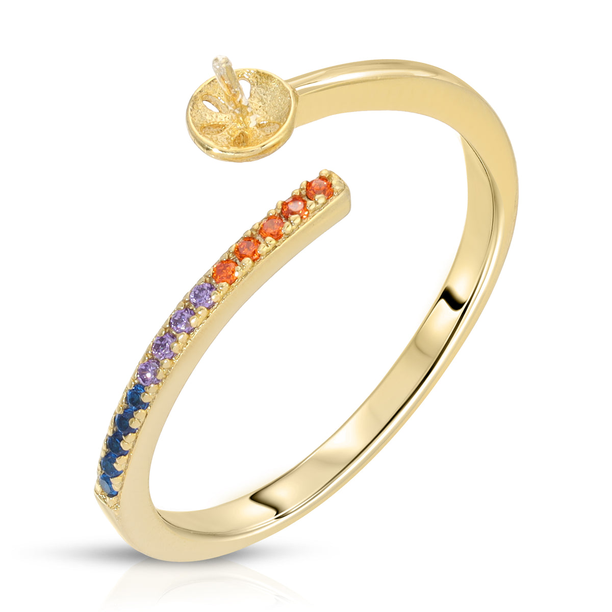 Sterling Silver rainbow design Pearl Ring