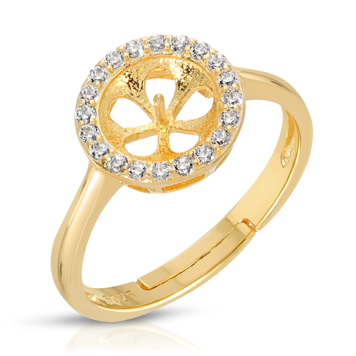 Sterling Silver Halo Design Pearl Ring Setting