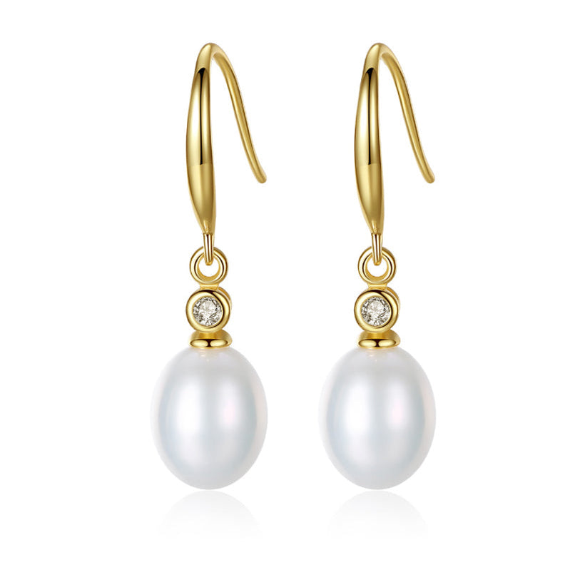 Freshwater Pearl Gold Plated Drop Earrings