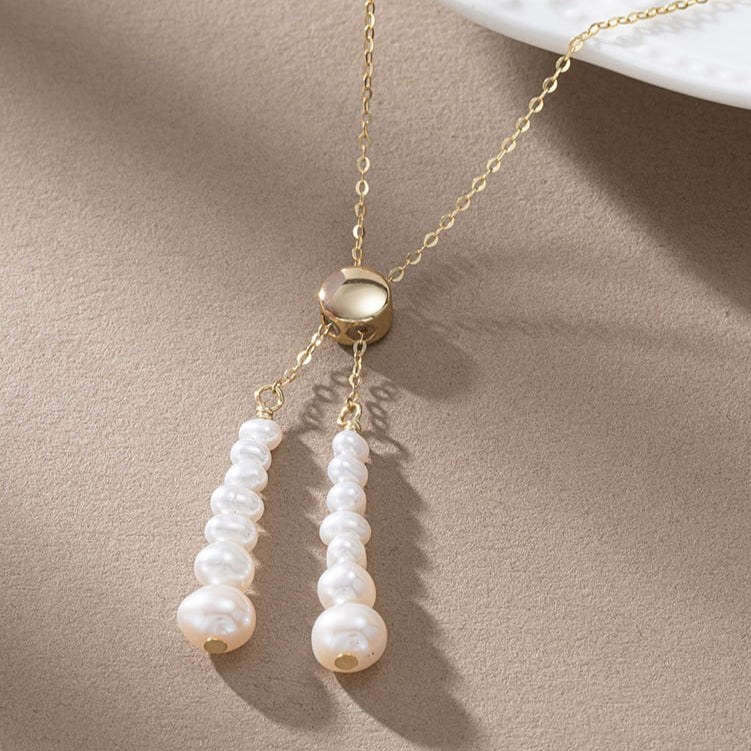 925 Sterling Silver Freshwater Pearl Tassel Necklace